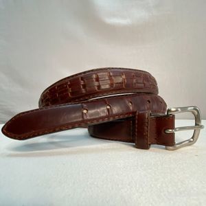 Mens Distressed Belt 40 Waist Brown Oiled And Tanned Cowhide